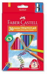 Fotoja e Set i ngjyrave Faber-Castell Jumbo Crayons Triangular, 30 ngjyra + mprehës