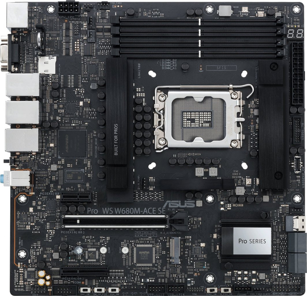 Fotoja e Pllakë amë ASUS PRO WS W680M-ACE SE, Intel W680, Socket 1700, 4 slota, Micro ATX