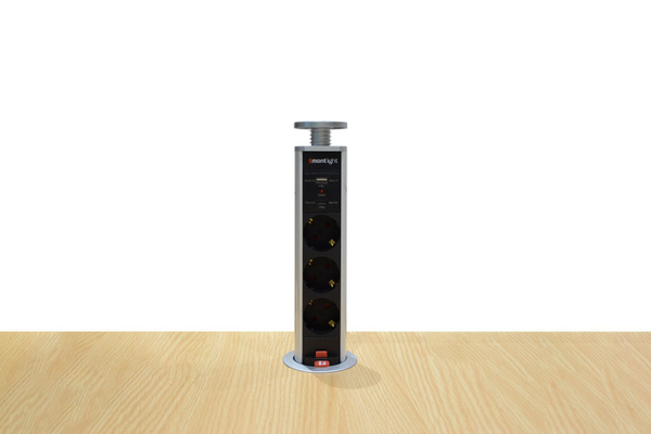 Fotoja e Prizë Tavoline 3 X 220V USB+ TYPE C  | Grey |