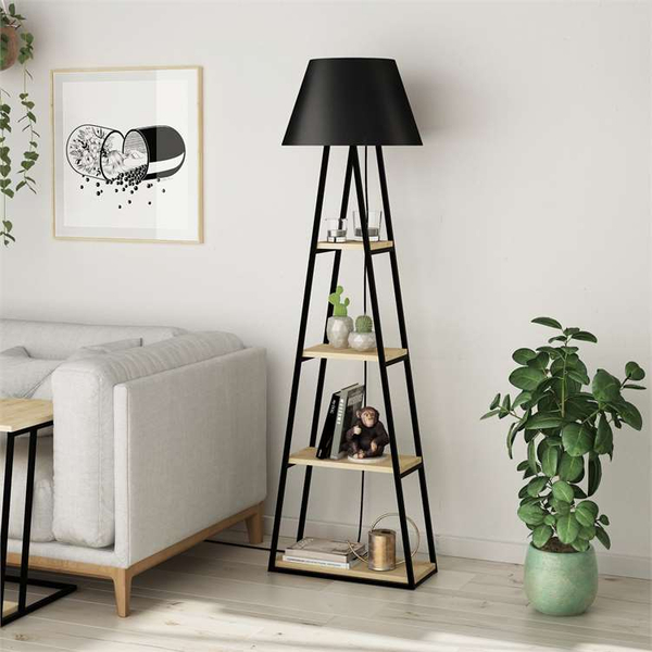Fotoja e Llambë dyshemeje Decortie Pal 165cm, e zezë / kafe e hapur
