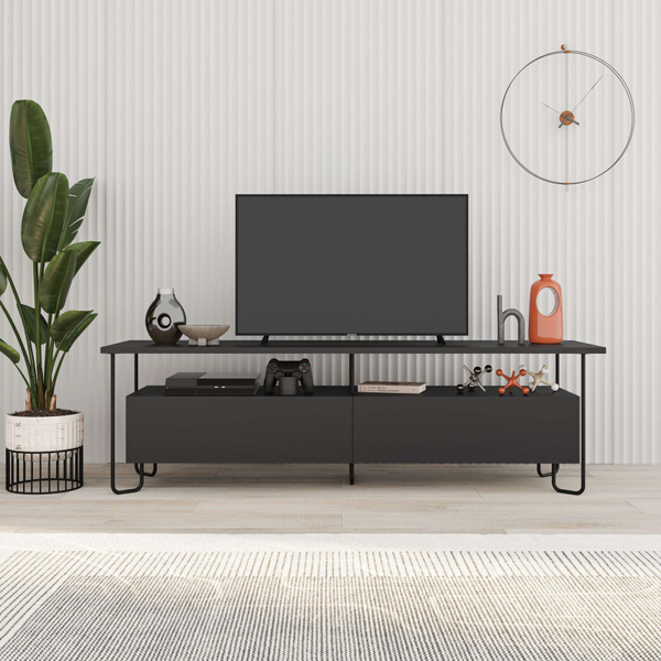 Fotoja e Komodë për TV Decortie Cornea 150 cm, e zezë