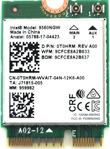 Fotoja e Kartë rrjeti Intel AC 9560 (9560.NGWG.NV), M.2, 1733 Mbps, Wi-Fi 5