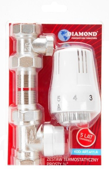 Fotoja e Termostatik i vendosur drejt Diamond, 1/2"