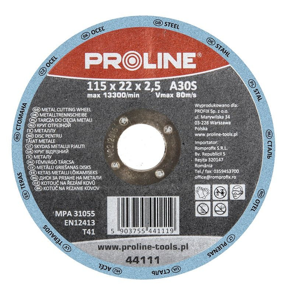 Fotoja e Disk prerës për metal Proline 44111, T41, 115x2.5mm, A30S