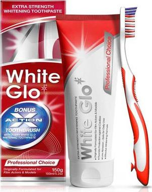 Fotoja e Set pastë zbardhuese për dhëmbë White Glo Extra Strength Whitening Toothpaste 2in1 me furçë dhe ujë pastrues, 150g
