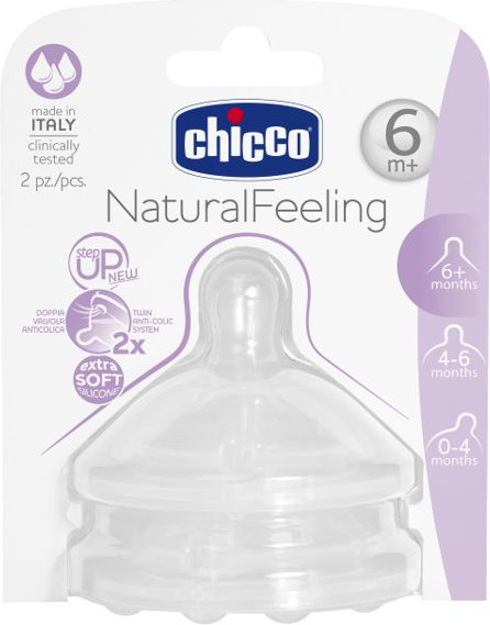 Fotoja e Thithkë për biberon Chicco, 6m+, 2 copë
