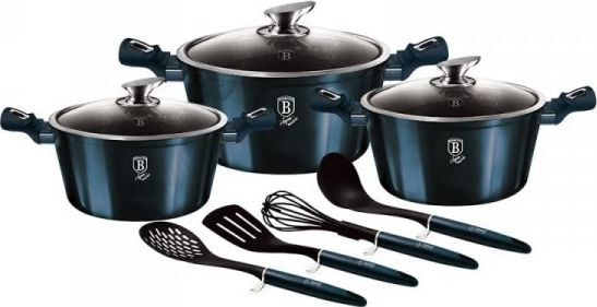 Fotoja e Set tenxhere Berlinger Haus Metallic Line Aquamarine BH-6152, 10 copë, të zeza