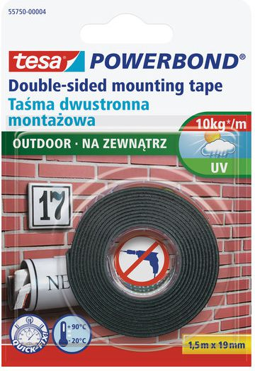 Fotoja e Shirit ngjitës dyanësh Tesa H7774802, 19mm x 1.5m, i zi