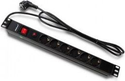 Fotoja e Shprëndarës i energjisë Qoltec RACK 19'', 16A, 1U, 2m, i zi