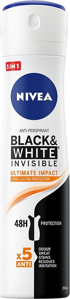 Fotoja e Deodorant sprej për femra Nivea Black & White Invisible Ultimate Impact 5in1, 150 ml