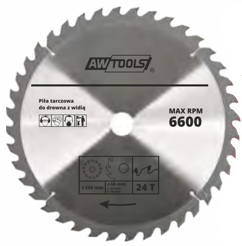 Fotoja e Disk sharre rrethore për dru AWTools, 115 x 22 mm, 30z (AW48451)