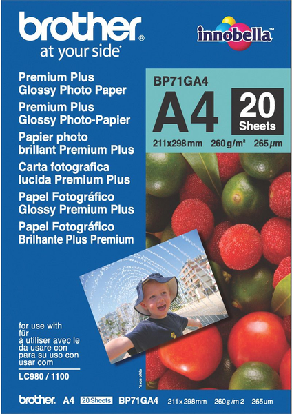 Fotoja e Letër fotografike për printer Brother BP71GA4, A4, 260g/m2, 20 fletë