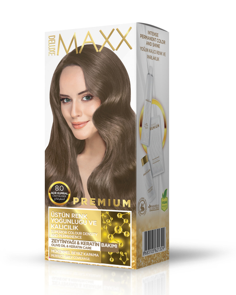 Fotoja e Ngjyrë për flokë Maxx Deluxe Premium, 8.0 Light Blonde, 50ml