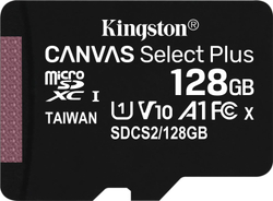 Fotoja e Kartë e memories Kingston Canvas Select Plus 128 GB Class 10 UHS-I / U1 A1 V10 (SDCS2 / 128GBSP)