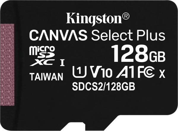 Fotoja e Kartë e memories Kingston Canvas Select Plus 128 GB Class 10 UHS-I / U1 A1 V10 (SDCS2 / 128GBSP)