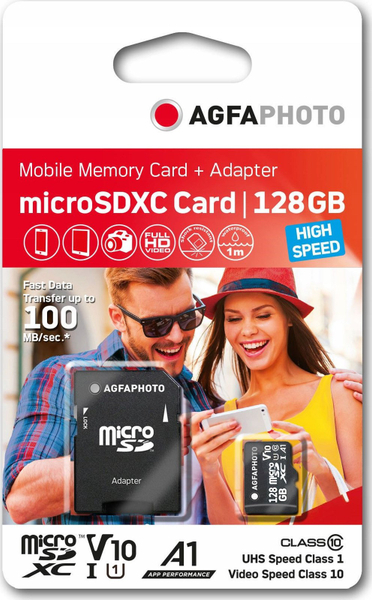 Fotoja e Kartë memorie AgfaPhoto MicroSDXC, 128 GB, Class 10 UHS-I/U1 V10