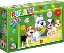 Fotoja e Puzzle Multigra Dogs flowers, 60 pjesë