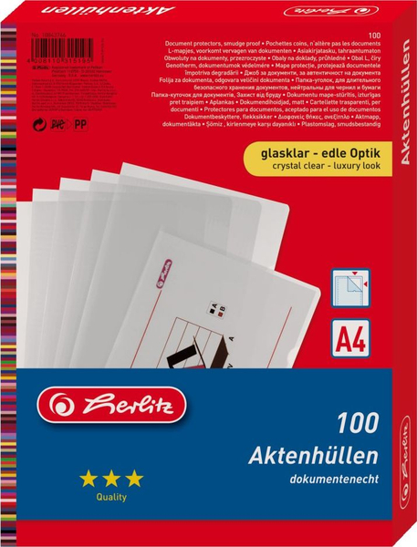 Fotoja e Folie për dokumenta Herlitz, A4, 100 copë, të tejdukshme