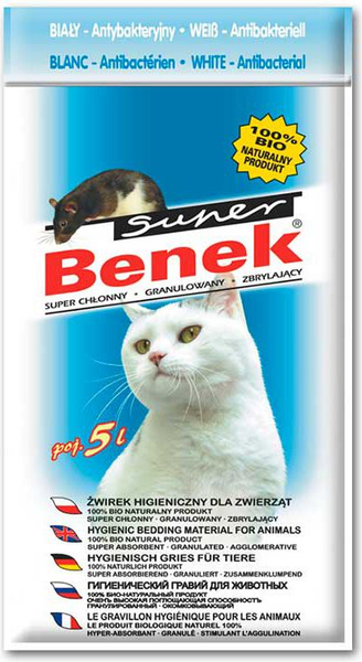 Fotoja e Substrat për mace Super Benek Bardhë Antibakterial Natyral, 5 l