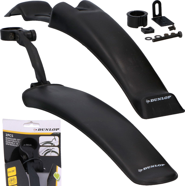 Fotoja e Set mbrojtëse për baltë për biçikletë Dunlop MTB Fender, të zeza