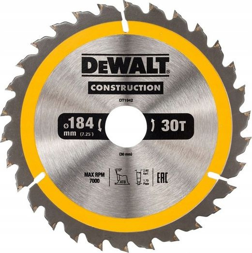 Fotoja e Sharrë rrethore Dewalt DT1942-QZ, 184 x 30mm