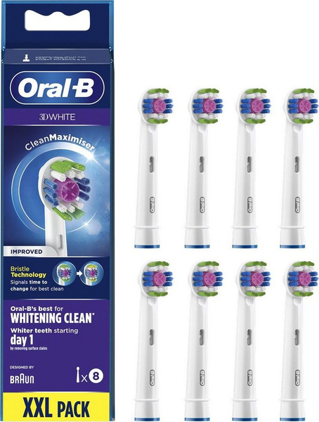 Fotoja e Shtojcë Oral-B për furçën elektrike të dhëmbëve CleanMaximiser EB18, 8 copë, e bardhë