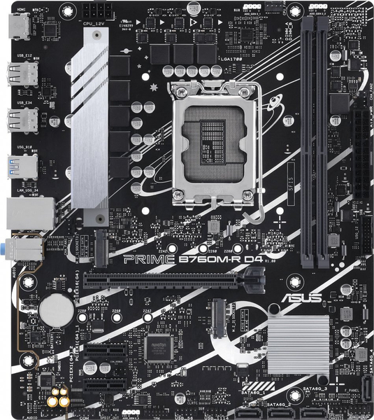 Fotoja e Pllakë amë ASUS PRIME B760M-R D4, Intel B760, Socket 1700, 2 slota, Micro ATX