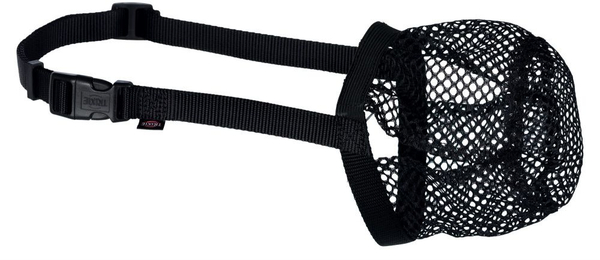 Fotoja e Gojëz për qen Trixie Mesh Muzzle Protector, S/M, 22cm, e zezë
