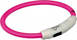 Fotoja e Kollare për qen Trixie USB Flash Ring, M/L, 45cm/7mm, rozë