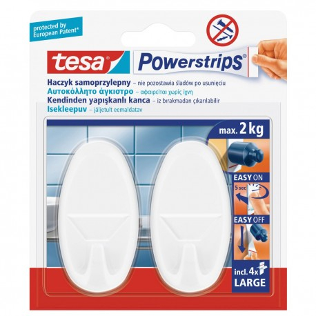 Fotoja e Varëse për peshqir Tesa Powerstrips, 2 copë, të bardha