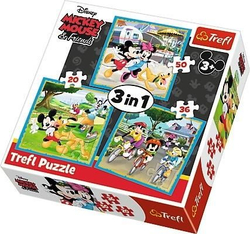 Fotoja e Puzzle 3 në 1 Trefl Mickey Mouse with friends, 20 / 36 / 50 elemente