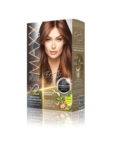 Fotoja e Ngjyrë për flokë Maxx Deluxe B.Expert, 7.7  Caramel Blonde, 50ml