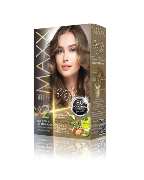 Fotoja e Ngjyrë për flokë Maxx Deluxe B.Expert, 8.0  Light Blonde, 50ml