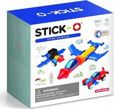 Fotoja e Set i lodrave Blloqe magnetike Magformers Stick-O Urban Set, 16 pjesë, shumëngjyrëshe