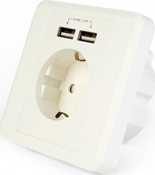 Fotoja e Prizë muri Gembird EG-ACU2A2-01, 2 porte USB, 2.4A, e bardhë