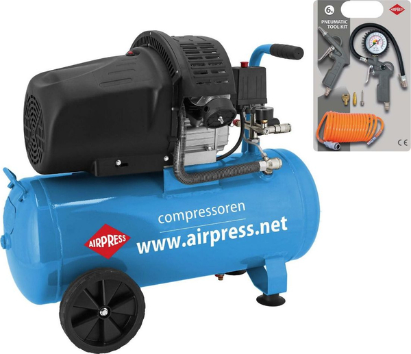 Fotoja e Kompresor pistoni + set aksesorë Airpress HL 425-50, 8bar, 50L (36888)