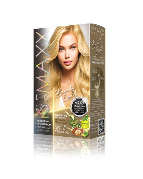 Fotoja e Ngjyrë për flokë Maxx Deluxe B.Expert, 9.00 Intense Very Light Blonde, 50ml