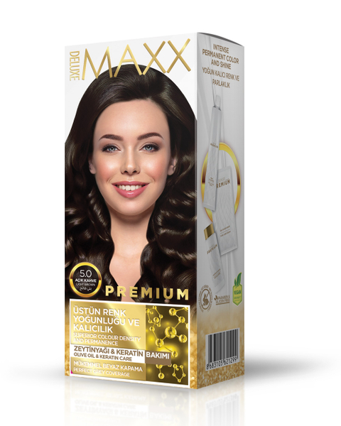 Fotoja e Ngjyrë për flokë Maxx Deluxe Premium, 5.0 Light Brown, 50ml