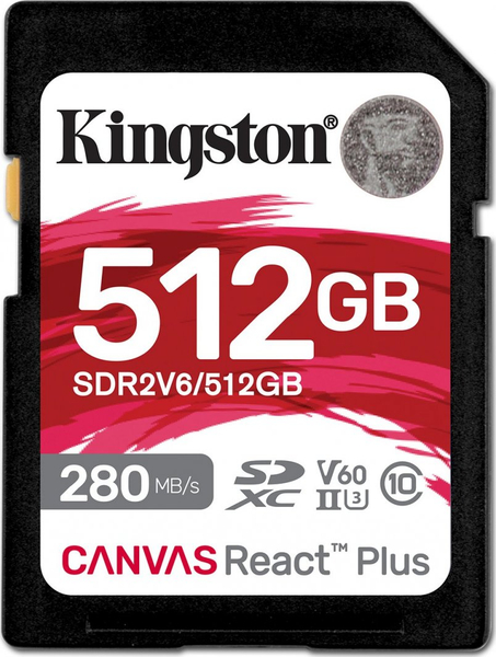 Fotoja e Kartë MicroSDXC Kingston Canvas React Plus (SDR2V6/512GB), 512 GB, Class 10, UHS-II/U3 V60