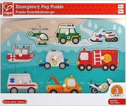 Fotoja e Puzzle druri Hape: Emergency Vehicles, 10 elemente, +2 vjeç