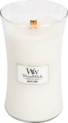 Fotoja e Qiri aromatik WoodWick White Teak, 609.5g, i bardhë