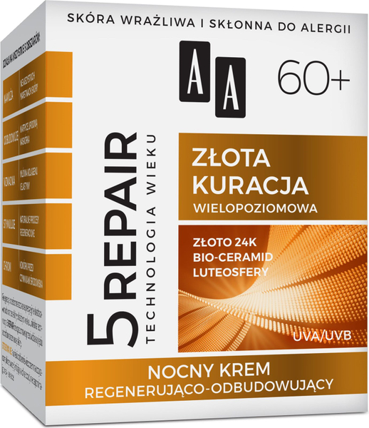 Fotoja e Krem nate rigjenerues dhe rindërtues AA Age Technology 5Repair 60+ Golden Treatment, 50ml