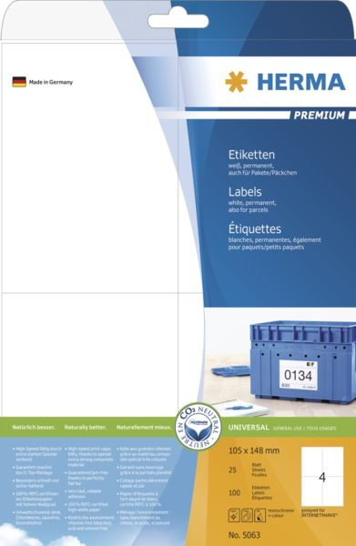 Fotoja e Etiketa Herma Premium, A4, të bardha, 100 copë