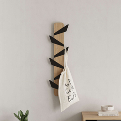 Fotoja e Varëse rrobash Decortie Alesta 110x20cm, kafe e hapur,zezë