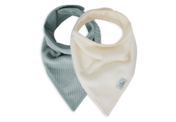 Fotoja e Përparëse Jollein Bandana Velvet Rib Sea Green/Ivory, 2 copë