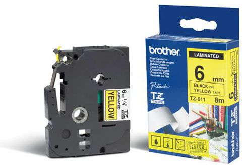 Fotoja e Shirit i laminuar për printer Brother TZ-611, i zi / i verdhë