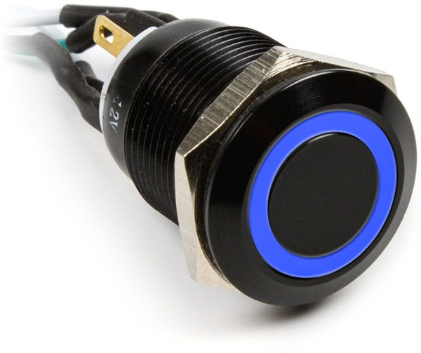 Fotoja e Buton i ndezjes për kompjuter Impactics, 19mm, IP65, LED i kaltër