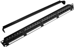Fotoja e Panel për server Gembird (NPP-C624CM-001), 19'', 1U, 24x RJ-45, cat.6, i zi