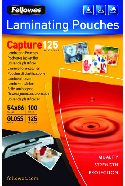 Fotoja e Qese laminimi Fellowes, 125µ, 54x86mm, 100 copë