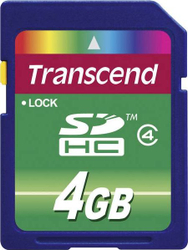 Fotoja e Kartë memorie SDHC Transcend TS4GSDHC4, 4 GB, Class 4, e zezë